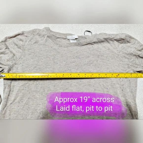 H&M ladies size med lightweight sweater, beige-grey w/multi colour specks, EUC - Picture 7 of 9